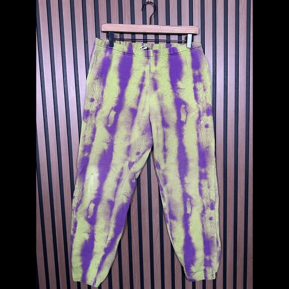 I.AM.GIA Pants Small Womens Green Purple Tie Dye 100% Cotton Sweatpants Fleece - Picture 1 of 10